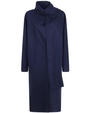 Harris Wharf London Scarf-Detail Wool Coat - Blue