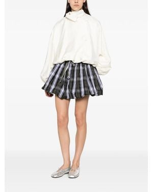 Patou Tartan-Print Bubble-Hem Skirt - Black