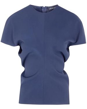 DR. HOPE Gathered-Detail Short-Sleeve Top - Blue