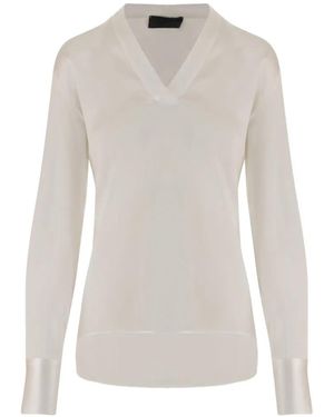 F.it V-Neck Silk Shirt - White