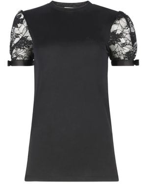 Nina Ricci Lace-Embroidered T-Shirt - Black