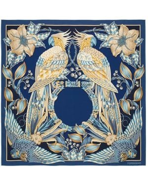 Ferragamo Bedrucktes Seidenfoulard - Blau