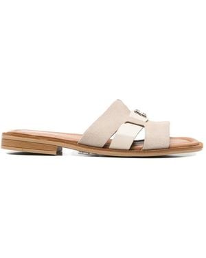 SERGIO MORETTI FIRENZE Logo-Plaque Cut-Out Slippers - White