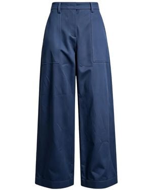 Brunello Cucinelli Pantalones Palazzo Con Bolsillo De Parche - Azul