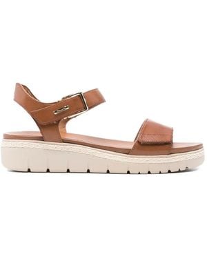 Tamaris Buckle Strap Leather Sandals - Brown