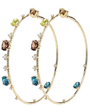 Mattia Cielo Pendientes de aro en oro amarillo con peridoto y topacio - Metálico