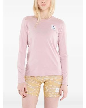 Saysky Clean Pace Logo-Patch Long-Sleeve T-Shirt - Pink