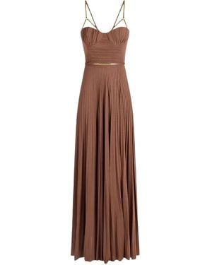 Elisabetta Franchi Leather Viscose Dress - Brown