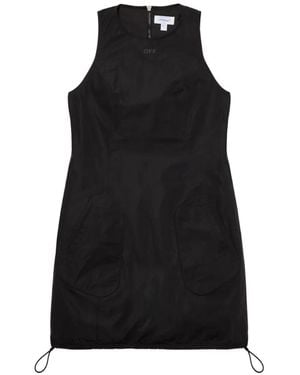 Off-White c/o Virgil Abloh Tech Taffeta Mini-Jurk Met Zak - Zwart