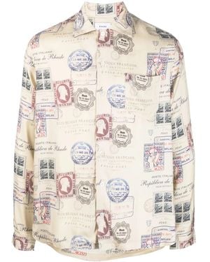 Rhude Passport Stamp Print Shirt - Natural