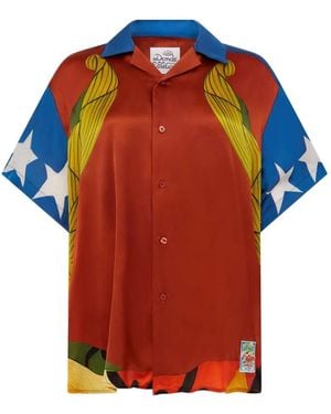 Donde Esteban Palenque Graphic-Print Satin Shirt - Red