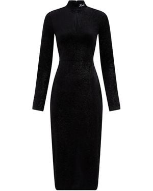 KARL LAGERFELD Sparkle High-Neck Dress - Black