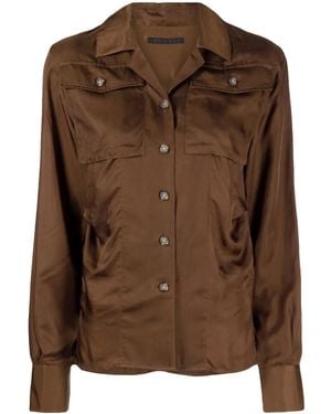 Helmut Lang Long-Sleeve Satin-Finish Shirt - Brown