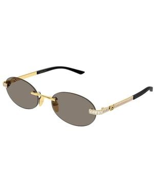 Gucci Crystal-Embellished Interlocking G Sunglasses - Metallic