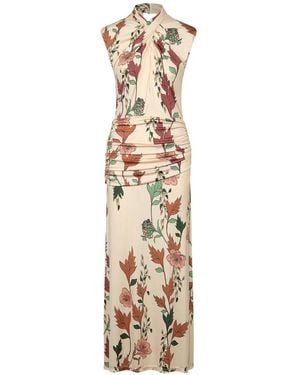 Johanna Ortiz Hibiscus Compass Ruched Maxi Dress - Metallic