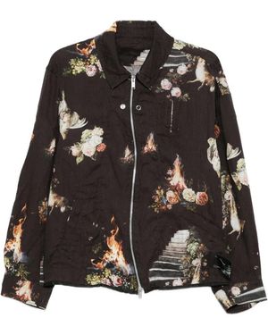 Undercover Floral-Print Bomber Jacket - Black