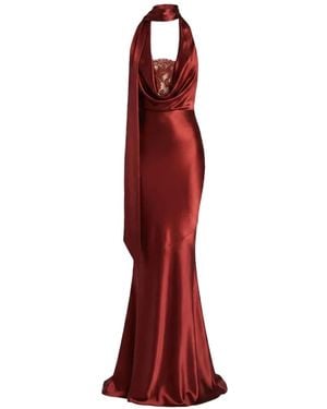 retroféte Melly Lace-Panel Maxi Dress - Red