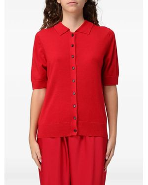 MEIMEIJ Short-Sleeve Virgin Wool Cardigan - Red
