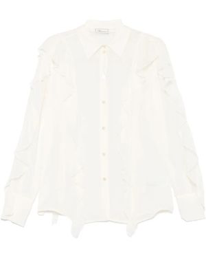 Blumarine Ruffled Silk Shirt - White