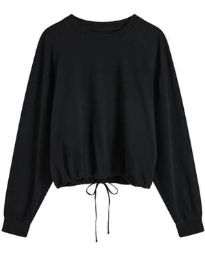 St. Agni Drawstring-Hem Long-Sleeve Sweatshirt - Black