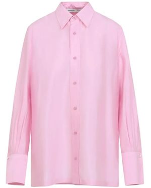 Carven Button-Up Silk Shirt - Pink