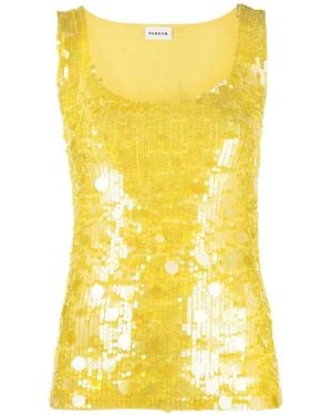 P.A.R.O.S.H. Sequin-Embellished U-Neck Vest - Yellow