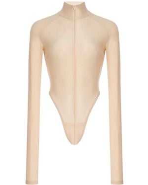 LAQUAN SMITH High-Neck Long-Sleeve Bodysuit - White