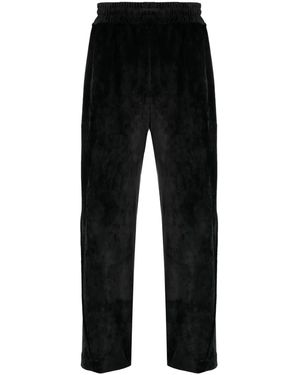Gcds Logo-Embroidered Velvet Trousers - Black