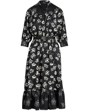 Polo Ralph Lauren Floral-Print Ruffled Midi Dress - Black