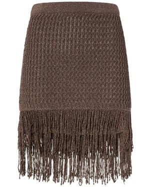 Pinko Fringe Skirt - Brown