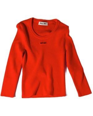 Miu Miu Cotton Crew-Neck Jumper - Red