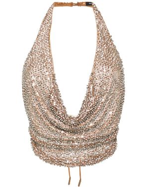 retroféte Eleanor Crystal-Embellished Top - Natural