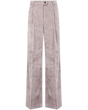 DR. HOPE Pleated-Front Corduroy Pants - Gray