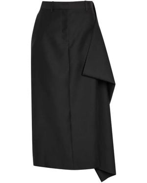 Heirlome Draped Belt-Loops Midi Skirt - Black