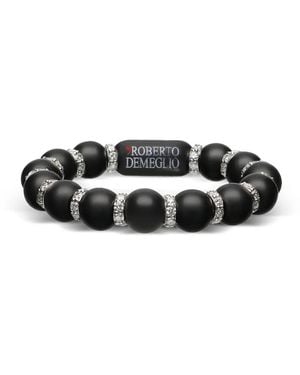 ’ROBERTO DEMEGLIO Logo-Print Diamond Ring - Black