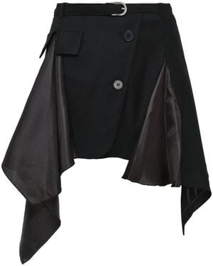 GRACE ELWOOD Jacket-Detailed Draped Mini Skirt - Black