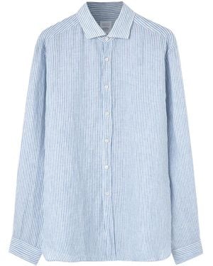 Xacus Striped Linen Shirt - Blue