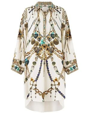 CAMILLA Printed Shirt Dress - White