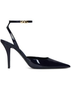 Balmain Patent-Leather Strappy Courts - White