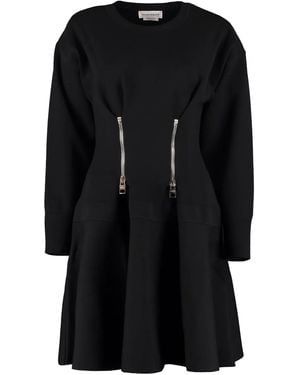 McQueen Zip-Detail Flared Dress - Black