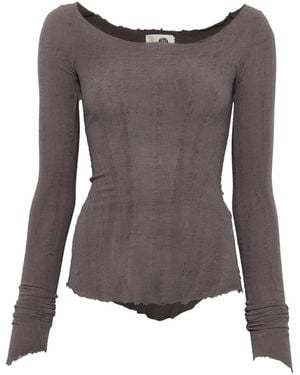 Marc Le Bihan Raw-Edge Paneled T-Shirt - Purple