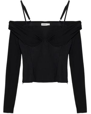 Jonathan Simkhai Draped Off-Shoulder Top - Black