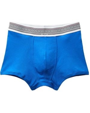 Versace Ribbed Cotton-Jersey Trunks - Blue