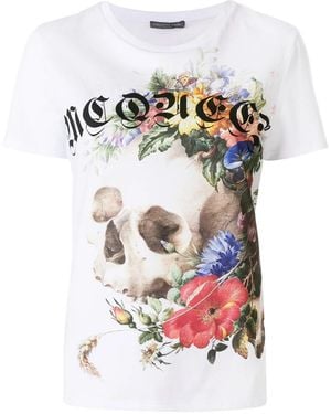 McQueen Floral Skull Print T-shirt - White