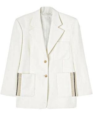 Palm Angels Single-Breasted Tailored Blazer - White