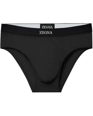 ZEGNA Logo-Waistband Briefs - Black