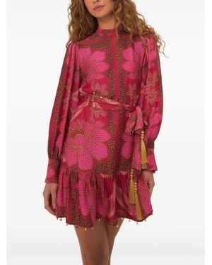FARM Rio Tassel-embellished Patterned Mini Dress - レッド