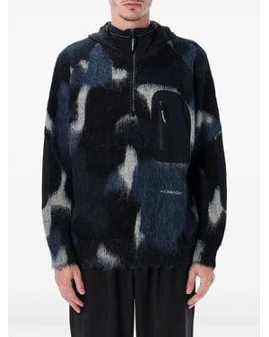 and wander Hooded Zip Sweater - Blue