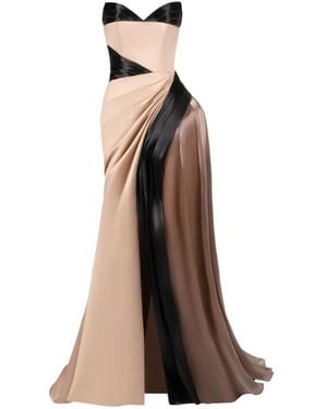 Gaby Charbachy Strapless Draped Maxi Dress - White