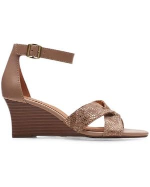 Clarks Cielo Charm Wedge Sandals - Brown